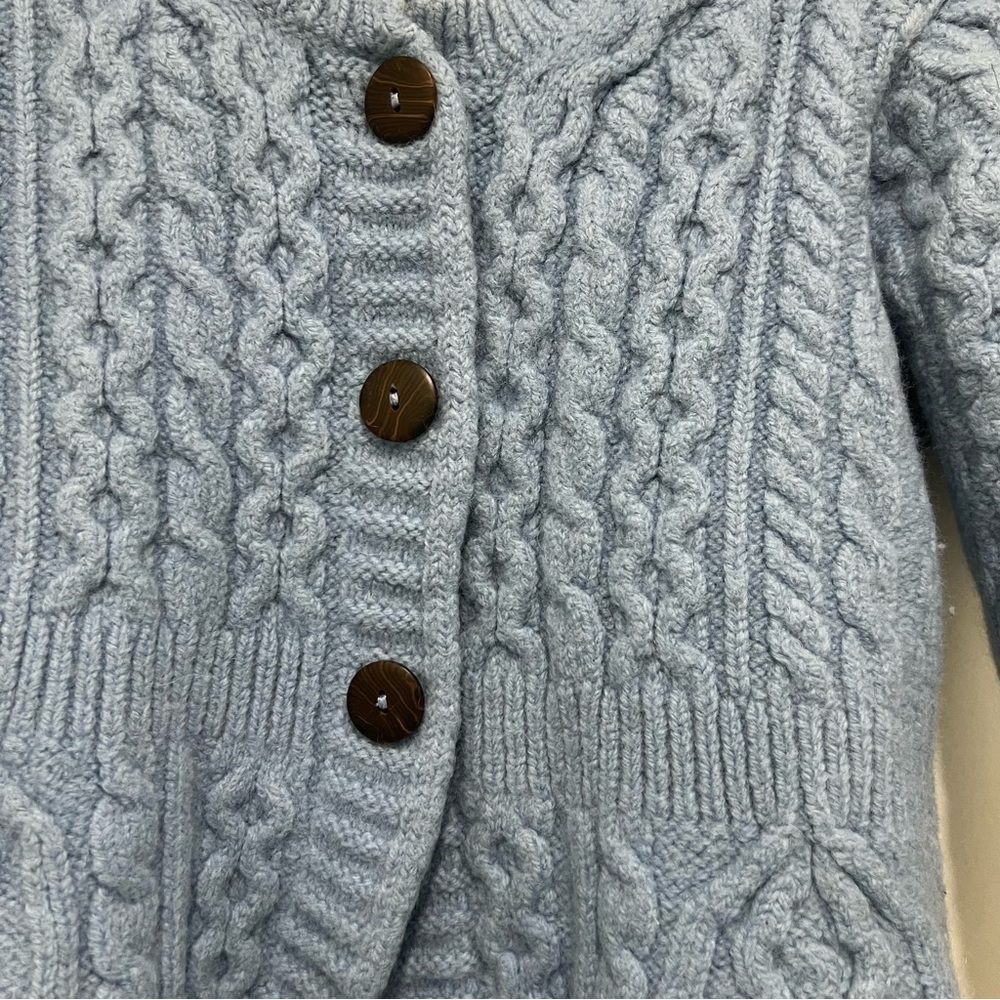 Kilronan Knitwear Kid’s 100% Pure New Wool Blue Cardigan Sweater Size XS - Picture 2 of 5